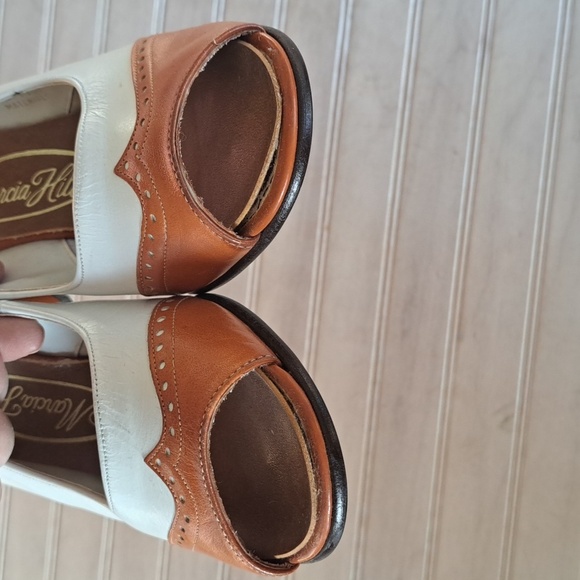 Marcia Hill Vintage Retro 60s 70s Two Tone Open Toe Sling Back Short Heels - Picture 3 of 8